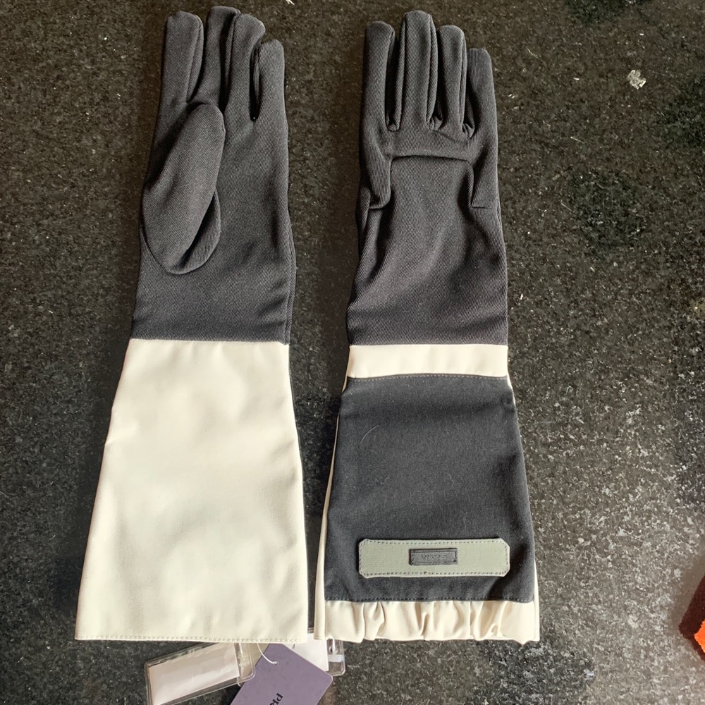 Prada gloves with 16” long, Black &White.